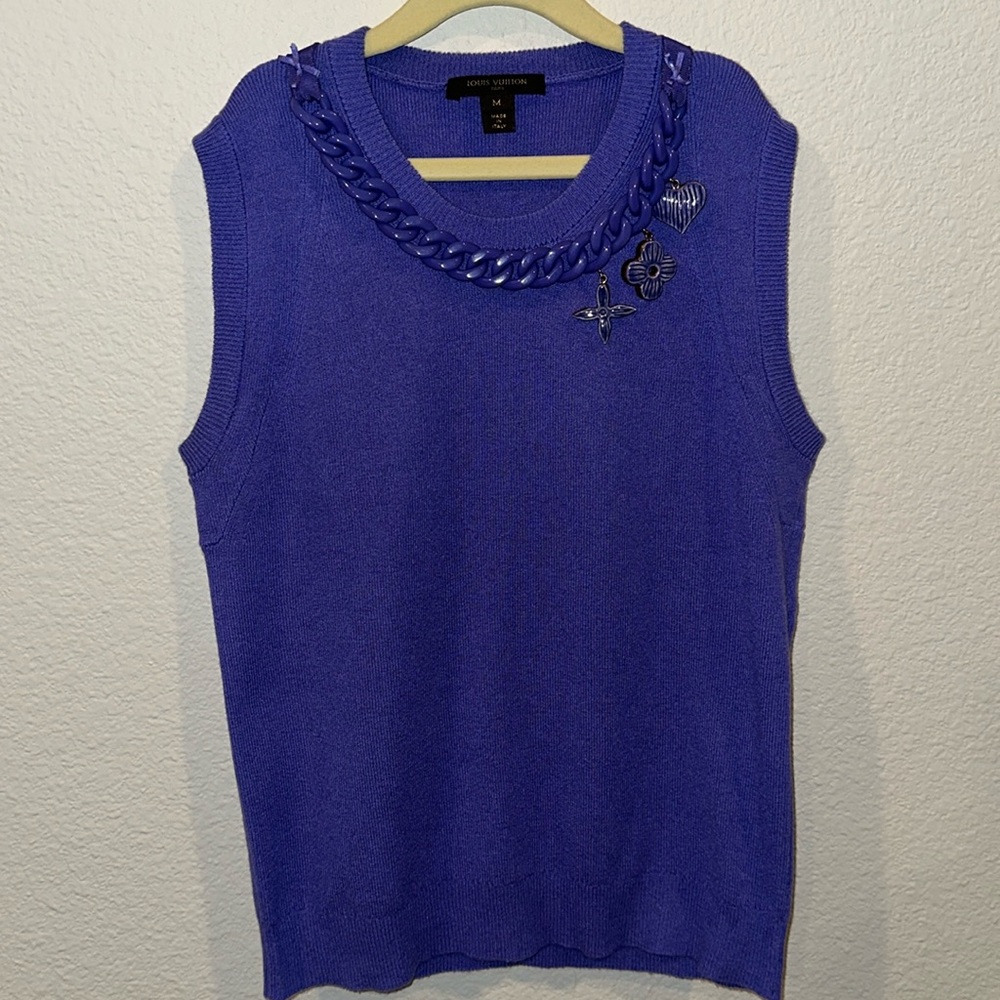 Louis Vuitton Vintage Cashmere Sleeveless Sweater & Detachable Necklace